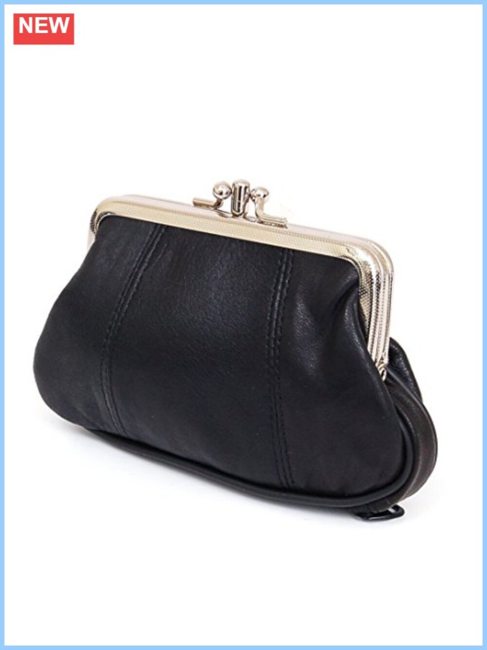 Leather Mini Wallet ID Credit Card Cash Coin Holder Zip Frame Closure Compact